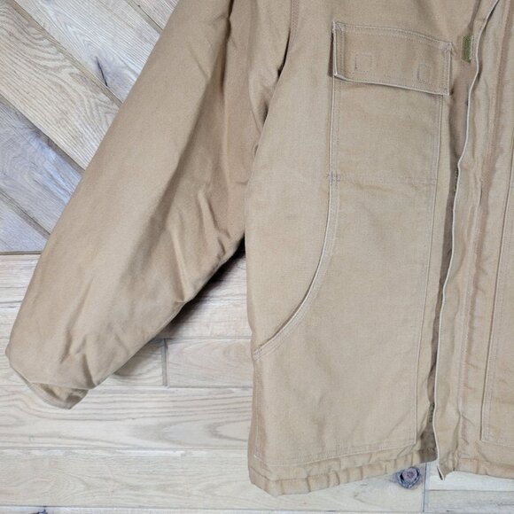 Carhartt Mens XL Tan Duck Canvas Work Jacket Corduroy Collar Quilted Lining - Picture 4 of 16